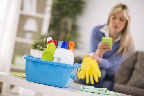 Carpet cleaning team applying a risk assessment before service